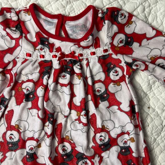 Toddler Girl Frosty The Snowman Red Shimmer Holiday Christmas Gown Size 2T - Picture 3 of 5